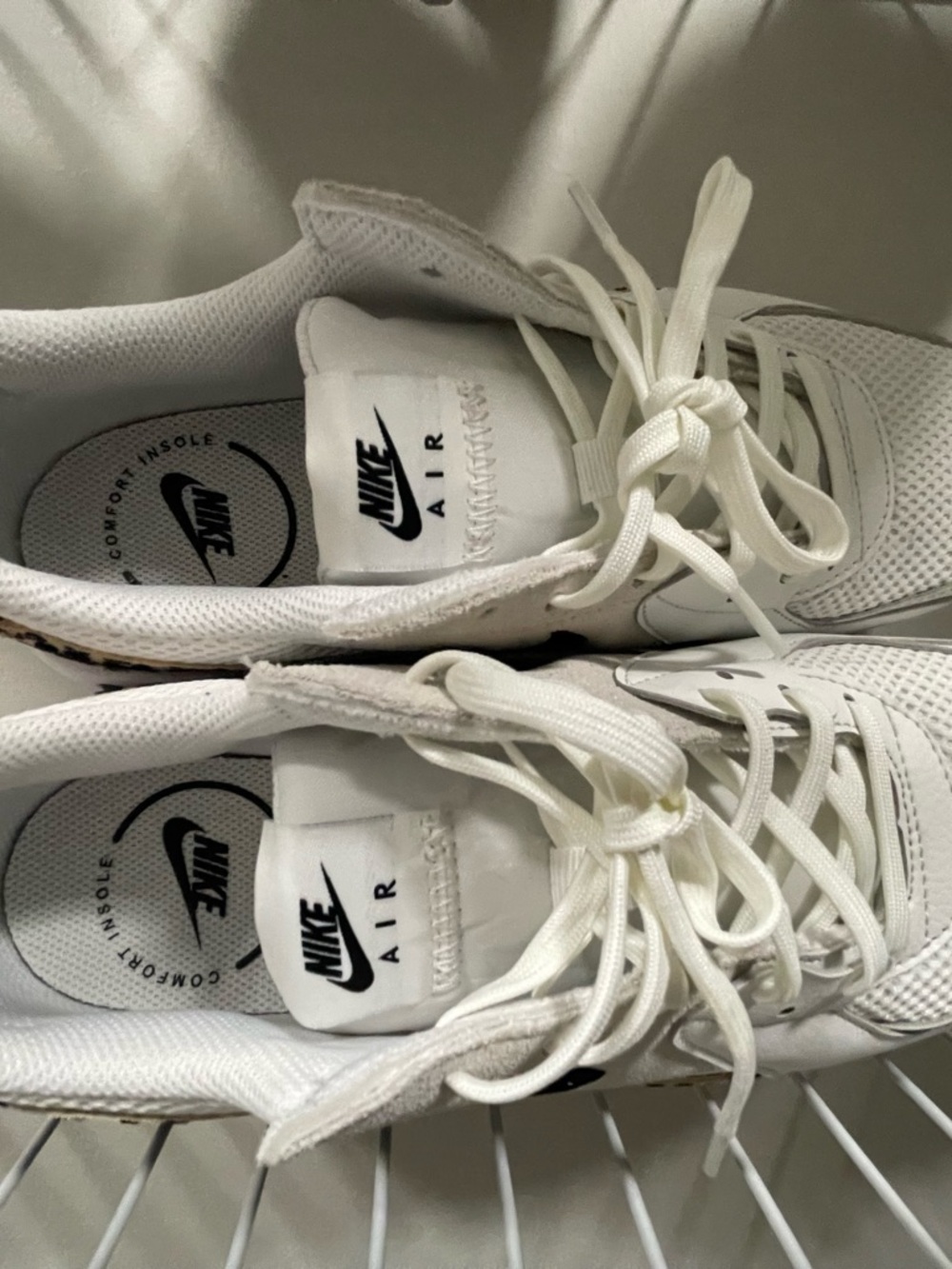 Nike Women’s White Sneakers with Leopard Accent and Black Swoosh - Picture 2 of 3